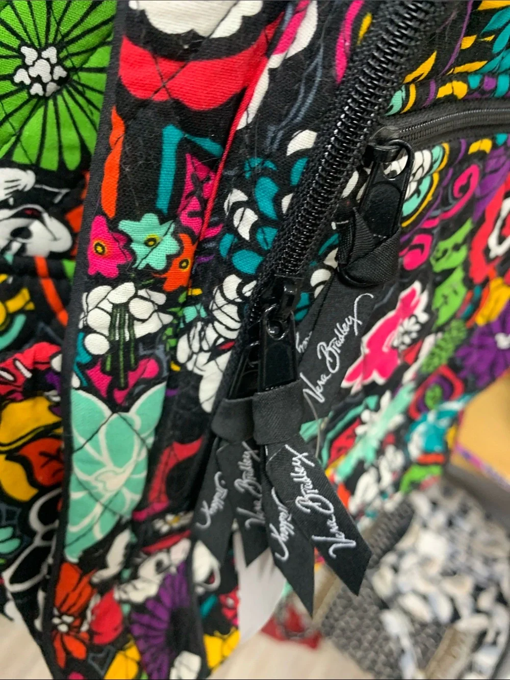 Vera Bradley Black Multicolor Floral Quilted Backpack Special Edition Disney